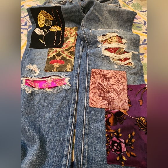 Free People Embellished Patchwork Luxe Boyfriend Jeans Size 25 - Picture 14 of 14
